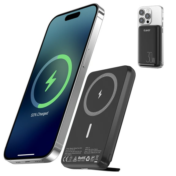Wireless Portable Charger PD 30W 10000mAh Magnetic Power Bank, Mag-Safe Battery Pack with Foldable Stand and 12N Stronger Magnet for iPhone 14/13/12 Series