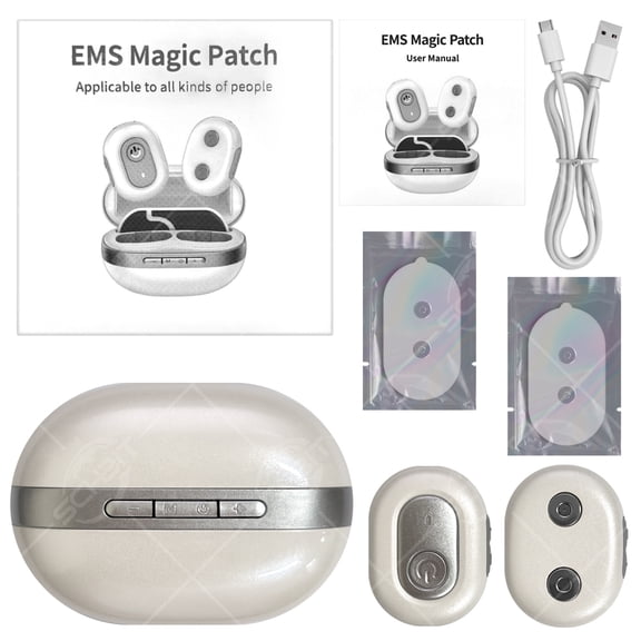 Wireless Portable EMS Massage Patch Kit, Dual Independent Massage Pods with Charging Case, 4 Modes 12Level Intensity for Neck Back Shoulder Muscle Relaxation