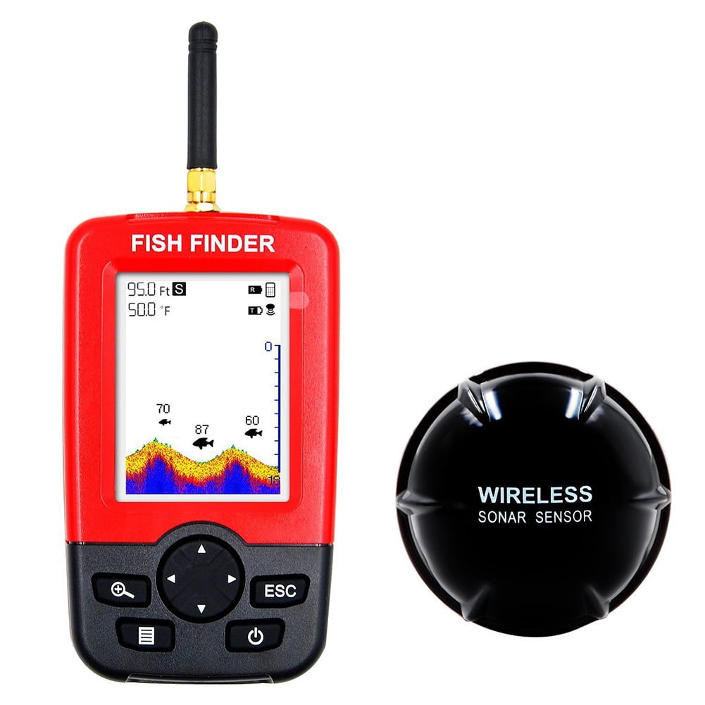 Wireless Portable Fish Finder With 40M Sonar Echo Sounder Alarm Waterproof Fishfinder Fish Attractive Lamp Fishing Tools