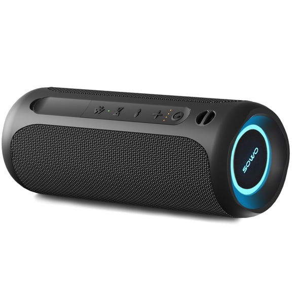 Wireless Portable Speaker,IPX7 Waterproof Bluetooth Speaker, 25W Loud Stereo Sound, Bassboom Technology, TWS Pairing, Built-in Mic, 16H Playtime with Lights for Home Outdoor - Black
