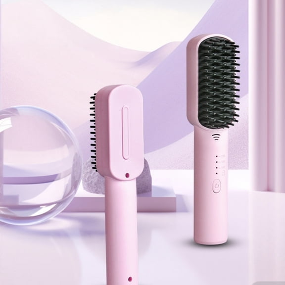 Wireless & Portable USB Rechargeable Straightening & Styling Brush – Wet to Dry Mini Hair Styler Comb