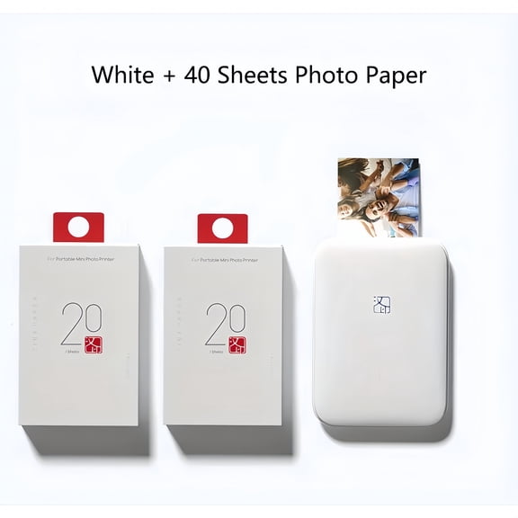 Wireless Portable ZINK Photo Printer for iOS Android - Mini Mobile Phone Printer with High Definition Color Reproduction (Includes 5 Free Sheets)