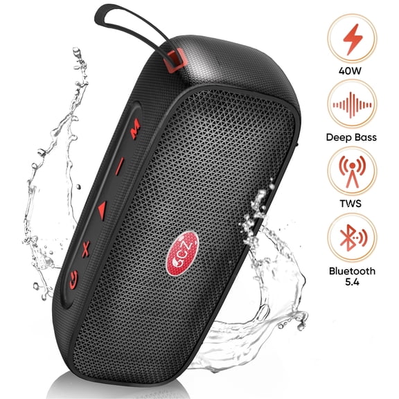 Bluetooth Speakers with Deep Bass, Wireless Waterproof Speaker for Outdoor and Home, TWS Pairing