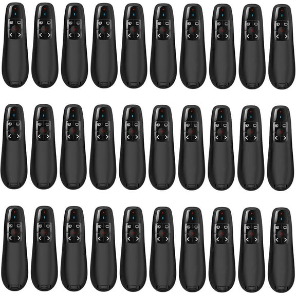 Wireless PowerPoint Remote Presentation Clicker: 30-Pack Presenter PPT Slide Advancer with Red Pointer | Plug & Play via USB | 100Ft Control Range | Ergonomic Design - Universal Compatibility