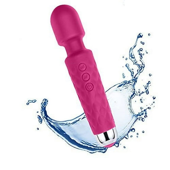 Wireless Powerful Handheld Wand Massager with 8 Powerful Speeds and 20 Vibration Patterns, Personal Total Body Therapy Massager Wand for Sports Recovery, Muscle Aches, Body Pain (Pink)