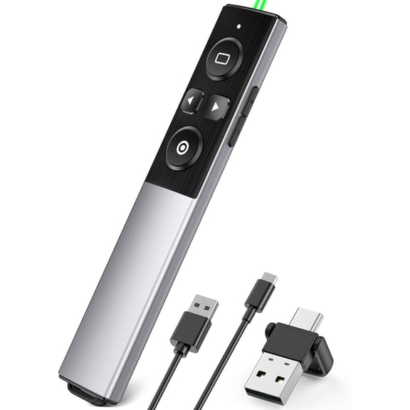 Wireless Presentation Clicker- Clicker for Powerpoint Presentations- Rechargeable Presentation Remote, Slide Advancer for Keynote/PPT/Mac/PC/Laptop