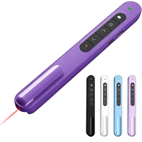 Wireless Presentation Clicker,Long-Range Wireless Presenter Remote,Magnetic USB Receiver, Remote Slide Controller for PPT Classroom meeting use ,Purple