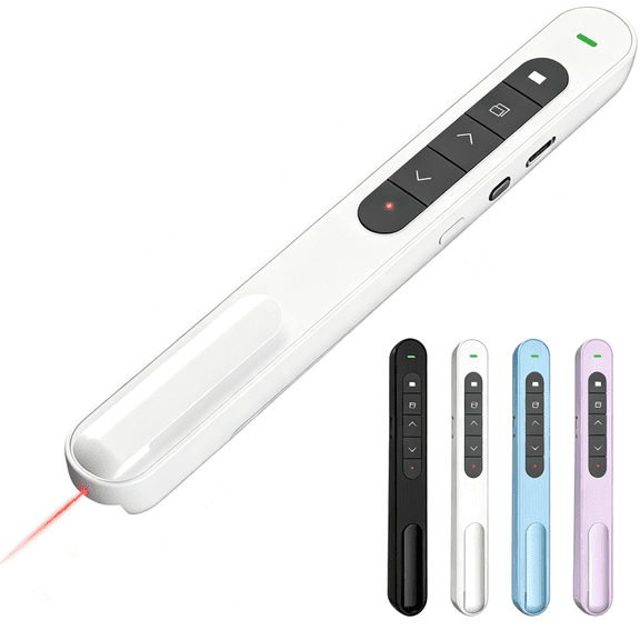 Wireless Presentation Clicker,Long-Range Wireless Presenter Remote,Magnetic USB Receiver, Remote Slide Controller for PPT Classroom meeting use, White