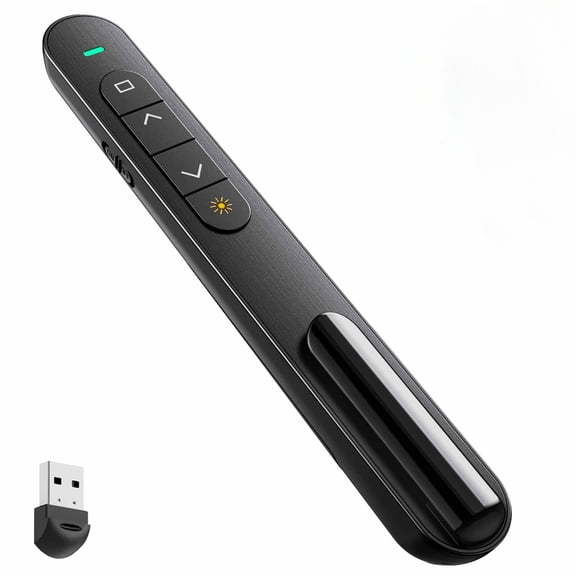 Wireless Presentation Clicker for PowerPoint, 2.4GHz USB RF Remote with Volume Control and Slide Advancer, Compatible with Mac, Windows, Laptops, and Keynote