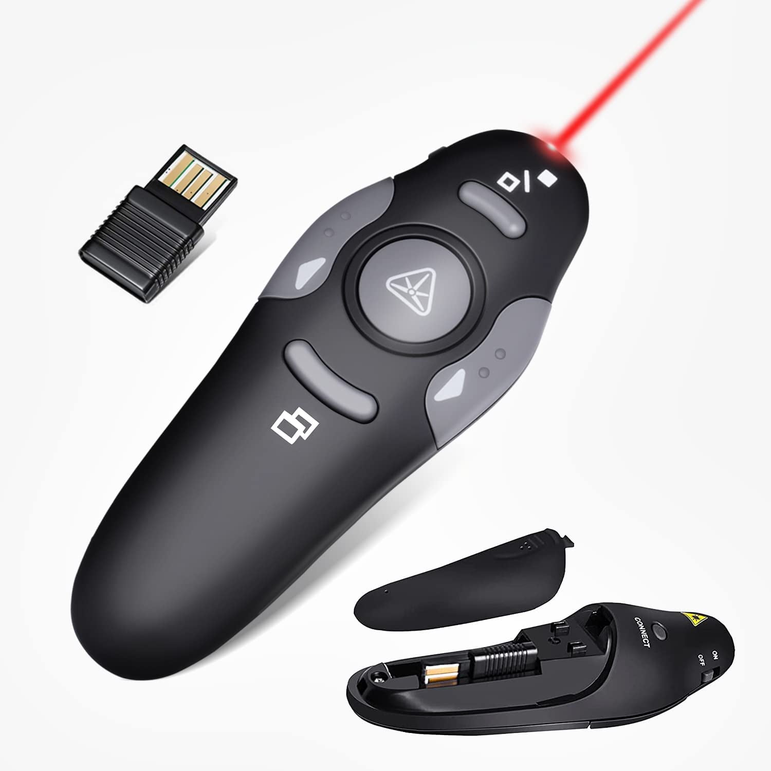 Wireless Presentation Clicker for PowerPoint Presentations, USB Dongle Wireless Presenter Remote with Laser Pointer Slide Clickers for Mac/Windows/Linux, Computer/Laptop, Google Slide/PPT/Keynote