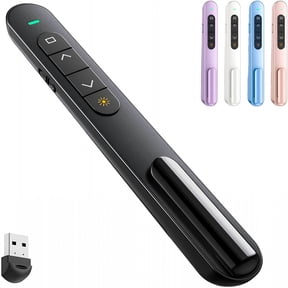 Wireless Presentation Clicker for PowerPoint, RF 2.4GHz USB Remote with Volume Control and Red Laser Pointer, Slide Advancer for Mac, Windows, Laptop, Keynote