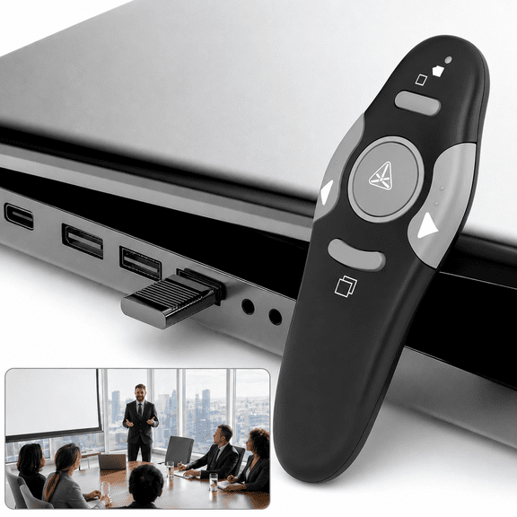Wireless Presentation Remote 2.4GHz USB PPT Clicker Laser Pointer Presenter Windows Mac, Slide Control Presentation Clicker