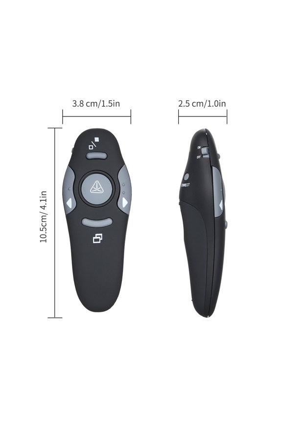 Wireless Presentation Remote Presenter Clicker with USB Receiver 2.4GHz Pointer for Powerpoint Slides 360 Degree Control 33 ft Range 4.1 x 1.5 in / 10.5 x 3.8 cm