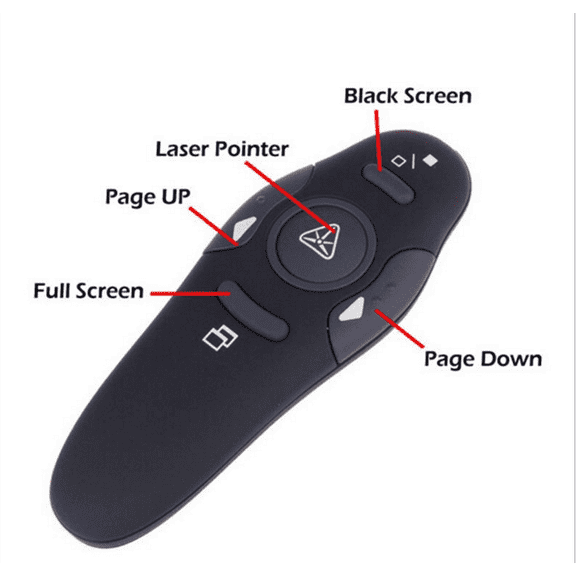 Wireless Presentation Remote with Laser Pointer, Ergonomic 2.4GHz PowerPoint Clicker with 39ft Range