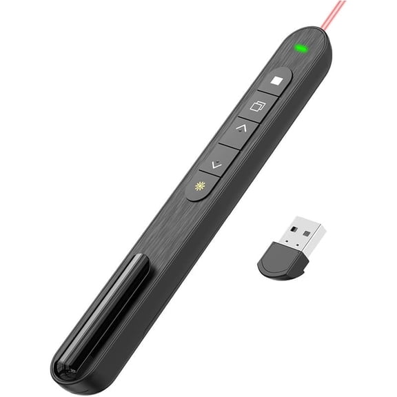 Wireless Presenter 2.4GHz USB PowerPoint Clicker with Hyperlink, Volume Control & Pointer, Presentation Remote for Slides Advancing