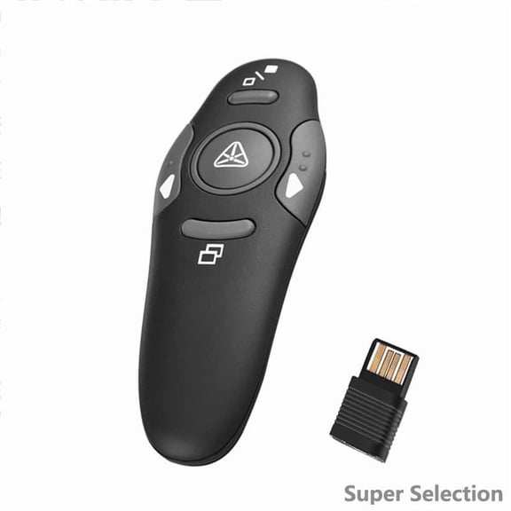 Wireless Presenter Clicker with Red Laser Pointer - 2.4GHz PowerPoint Remote Control, Plug and Play USB Receiver for Teaching, Business Presentations on PC Laptop,Black