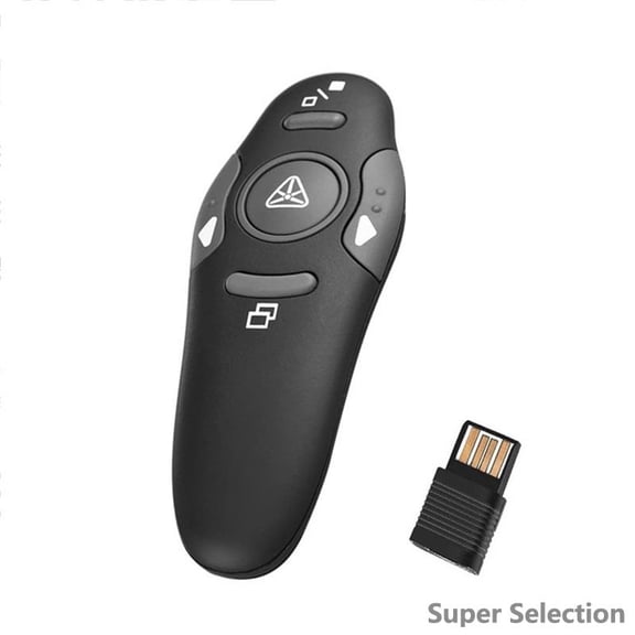 Wireless Presenter Clicker with Red Laser Pointer - 2.4GHz PowerPoint Remote Control, Plug and Play USB Receiver for Teaching, Business Presentations on PC Laptop,Black