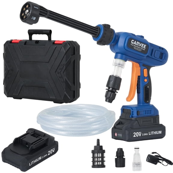 Wireless Pressure Washer, Portable Battery Operated Handheld Power Washer - 1100 PSI - 6-in-1 Nozzle, Self-Priming 16.5 ft Hose - For Car, Patio & Driveway - With 1 Battery Pack