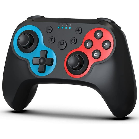 Wireless Pro Controller Compatible with Switch,Switch Lite, Premium Joypad for Video Games, 3 Levels of Turbo Speed, Adjustable Vibration Intensity (Black/Red)