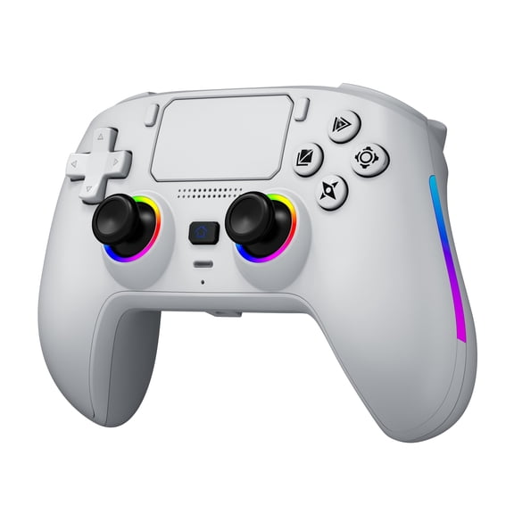 Wireless Pro Controller for PS5/PC/MAC/iOS/Android/Steam Deck, Gamepad with RGB/Hall Effect Joystick Trigger/Vibration/microphone/Programmable/Headset Jack/Touchpad/Replaceable Magnetic Panel (White)