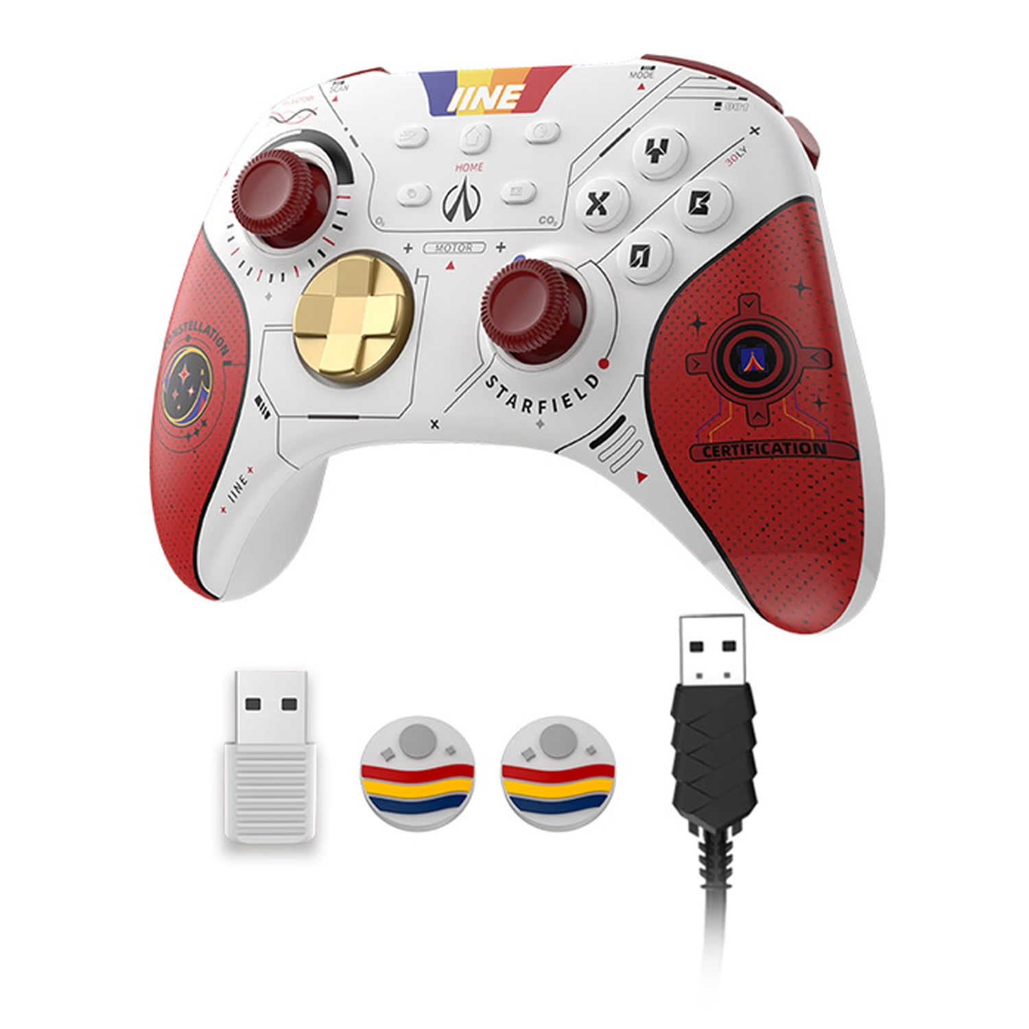 Wireless Pro Controller With Hall Effect Joystick And Trigger, - for PC, Switch, Steam, Tablet, Phone - Remote Gamepad Featuring NFC, Motion Sense, Macro, Wake-Up, And Rumble Functions-White Red