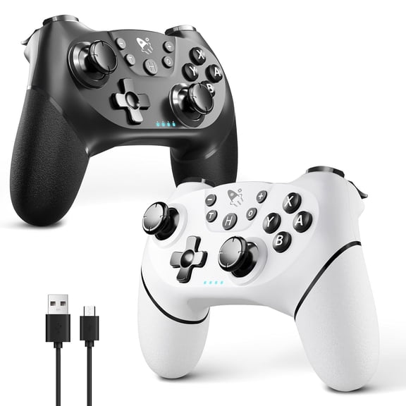 Wireless Pro Controller for Nintendo Switch/Lite/OLED/Switch 2/PC, 2 pack, Dual Vibration/Turbo/Ergonomic ! (Black&White)