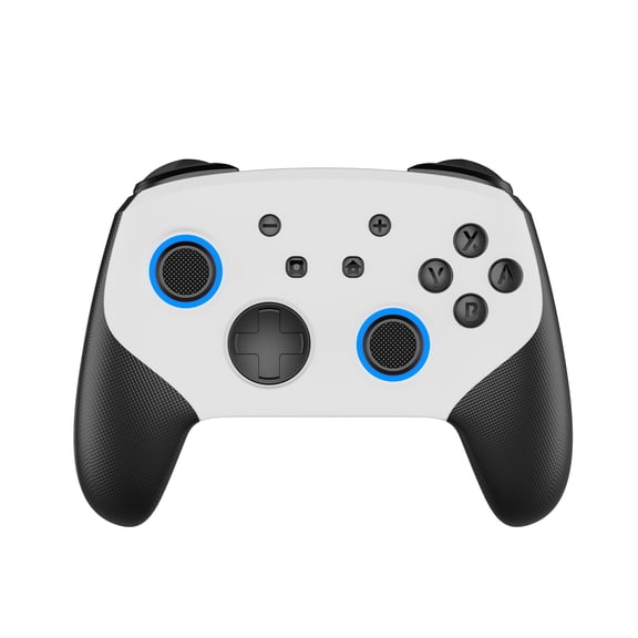 Wireless Pro Game Controller with Metal Joystick and Mechanical Buttons, Rubber Grip Gamepad with Light-Up Burst Fire Function