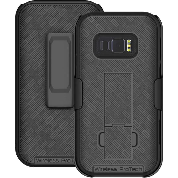 Wireless ProTech Case with Clip Compatible with Samsung Galaxy XCover FieldPro Phone Model SM-G889 Heavy Duty Rotating Belt Clip Holster and Durable Slim Protective Case Combo with Kickstand (Black)
