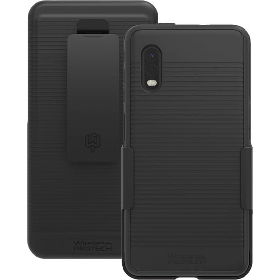 Wireless ProTech Case with Clip Compatible with Samsung Galaxy XCover Pro Phone Model SM-G715. Heavy Duty Rotating Belt Clip Holster and Durable Flexible Protective Case Combo (Black)