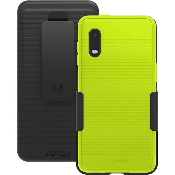 Wireless ProTech Case with Clip Compatible with Samsung Galaxy XCover Pro Phone Model SM-G715. Heavy Duty Rotating Belt Clip Holster and Durable Flexible Protective Case Combo (Lime Green)