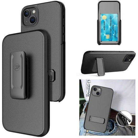 Wireless ProTech Case Compatible with Apple iPhone 14, Dual Layer Hybrid Case and Belt Clip Holster Combo Includes Screen Protector (Screen Size 6.1")