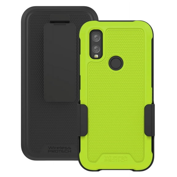Wireless ProTech Case Compatible with Kyocera DuraSport Phone Model C6930. Heavy Duty Rotating Belt Clip Holster and Rugged Flexible TPU Case Combo (Lime Green)