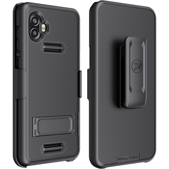 Wireless ProTech Case Compatible with Samsung Galaxy XCover6 Pro (SM-G736), Shell Case and Belt Clip Holster Combo with Kickstand and Screen Protector (Black)