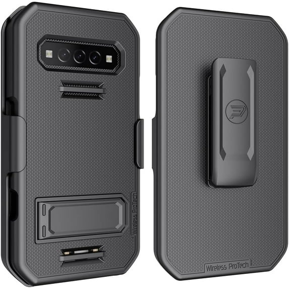 Wireless ProTech Case and Holster Combo Compatible with Kyocera DuraForce PRO 3 (E7200), Protective Case and Belt Clip Holster Combo with Kickstand (Black)