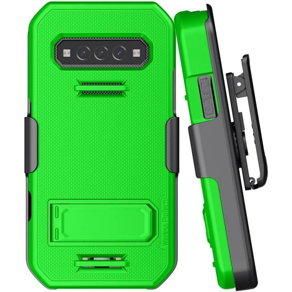 Wireless ProTech Case and Holster Combo Compatible with Kyocera DuraForce PRO 3 (E7200), Protective Case and Belt Clip Holster Combo with Kickstand and Screen Protector (Lime Green)