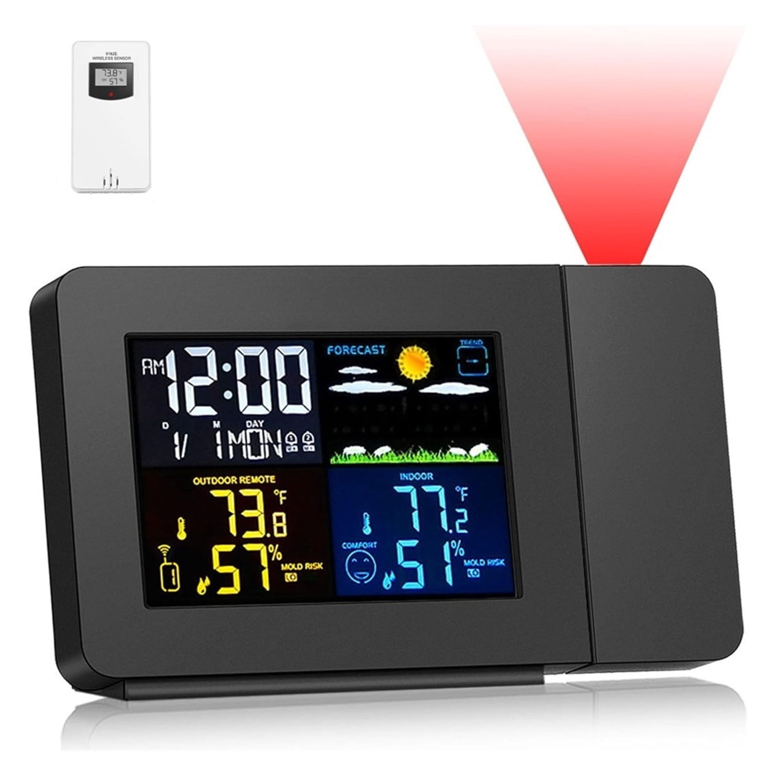 Wireless Projection Alarm Clock, Weather Station with Indoor Outdoor Sensor
