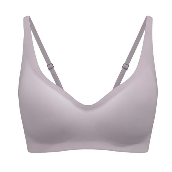 Wireless Push-Up Bra Women Solid Color Adjustable Shoulder Strap Wirefree Comfort Everyday Bra for Daily Casual Wear Soft Supportive Daily Underwear Breathable Gray L