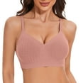 thumbnail image 1 of Wireless Push Up Bras for Women Comfortable Support Seamless Bra Ribbed V-Neck Bra Padded Bralette, 1 of 7