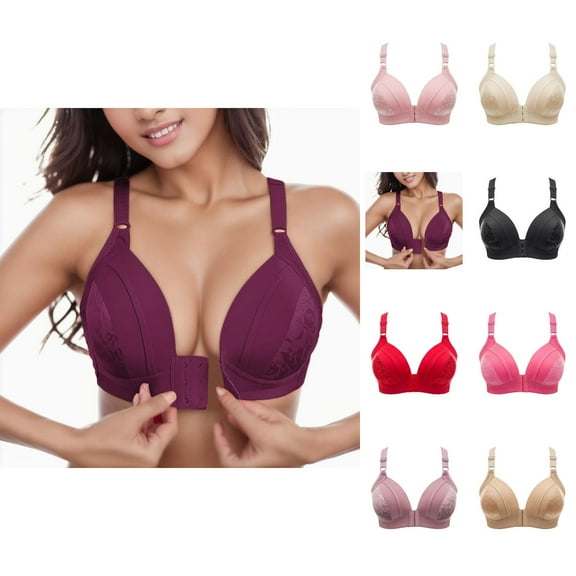 Wireless Push Up Bras for Women Plus Size Front Hook Lightweight Breathable Comfortable Push Up Bralettes Everyday Bra