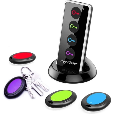 Wireless RF Item Locator Key Finder with Base Support and LED Flashlight, 1 RF and 4 Receivers