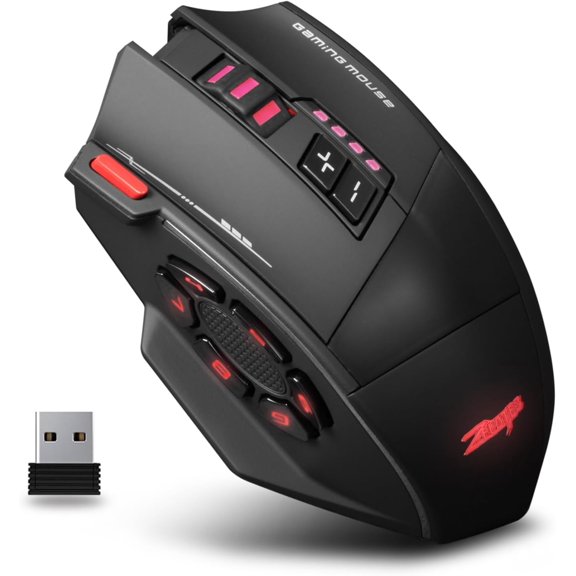 Wireless RGB Dual Mode Gaming Mouse with Up to 24,000 DPI, 13 Macro Programmable Buttons, PMW-3311 Sensor, 50-Hour Battery, Comfort Grip for PC and Laptop MOBA FPS
