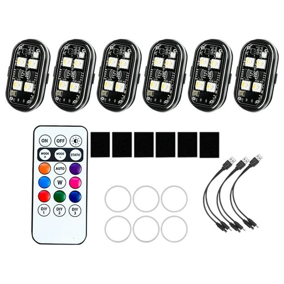 Wireless RGB LED Lights With Remote Control 8 Colors 10 Modes USB Charging Collision Lights Water Proof Emergency Warning Light For Motorcycle