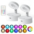 thumbnail image 1 of Wireless RGB Remote Control Spotlight Rechargeable Accent Lights LED Puck Light Dimmable Timer Uplight with Magnet Stick-on Anywhere for Lighting Up Painting Picture Artwork Closet Showcase,4Pack, 1 of 7