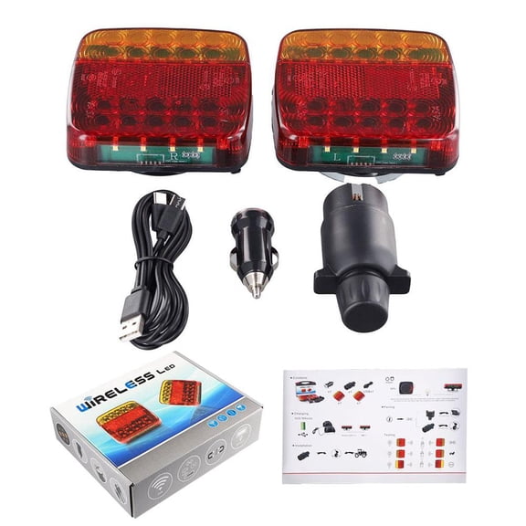 Wireless Rear Trailer Lights, Rechargeable Universal Trailer LED, LED Towing Tail Light with Strong Suction Cup Base for Towing Vehicles, Trucks, Boats, RVs, Towing Vehicles
