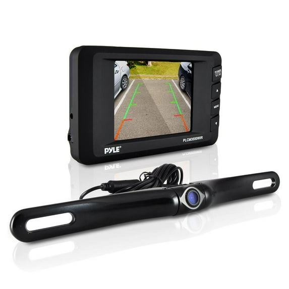 PYLE PLCM3550WIR - Wireless Rear View Back-up Camera & Monitor Parking/Reverse Assist System, 3.5'' Display, Distance Scale Lines, Night Vision Waterproof Cam, Swivel Angle Adjustable