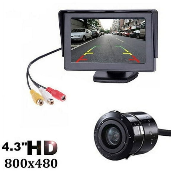 Wireless Rear View Camera System with 4.3 Inch Color Monitor, Plug and Play Installation, Stable Signal Transmission, Waterproof Design for Cars and Trucks