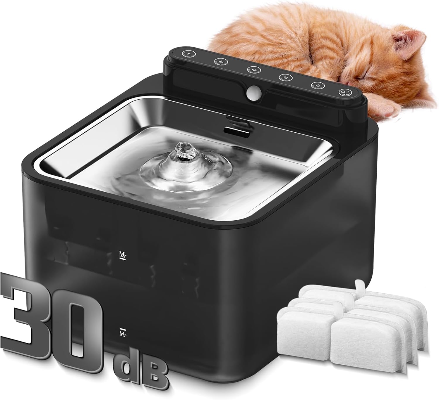 Wireless Rechargeable Battery Operated Cat Water Fountain 304 Stainless