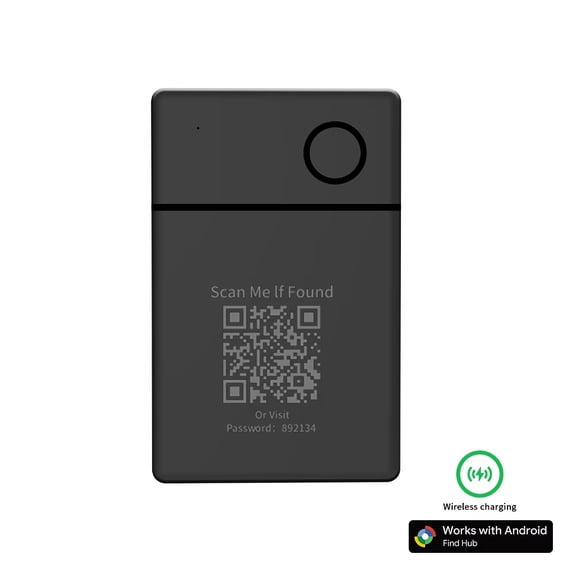 Wireless Rechargeable GPS Card Tracker, Google Certified Android Locator Compatible with Xiaomi/Pixel, QR Code Anti-Loss Billfold Smart Tag