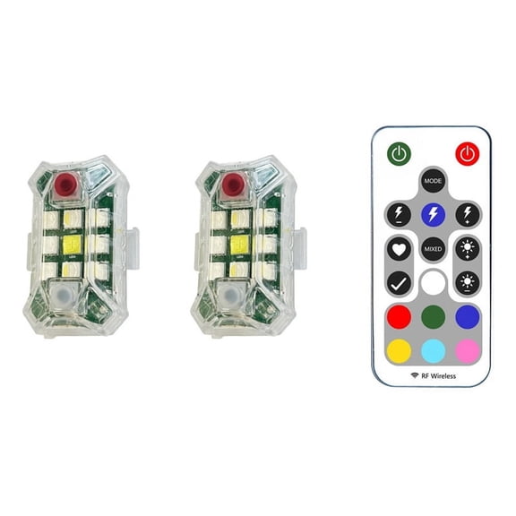 Wireless Rechargeable LED Strobe Lights with Remote Control Waterproof for Bike Car Drone Aircraft 2Pcs