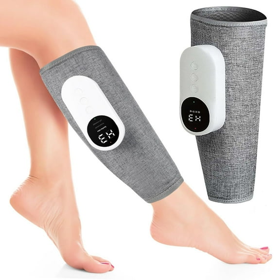 Wireless Rechargeable Leg Massager with Heat - 5 Modes & 3 Temperatures, Portable Air Compression Calf Massage for Muscle Relaxation and Fatigue Relief, Grey